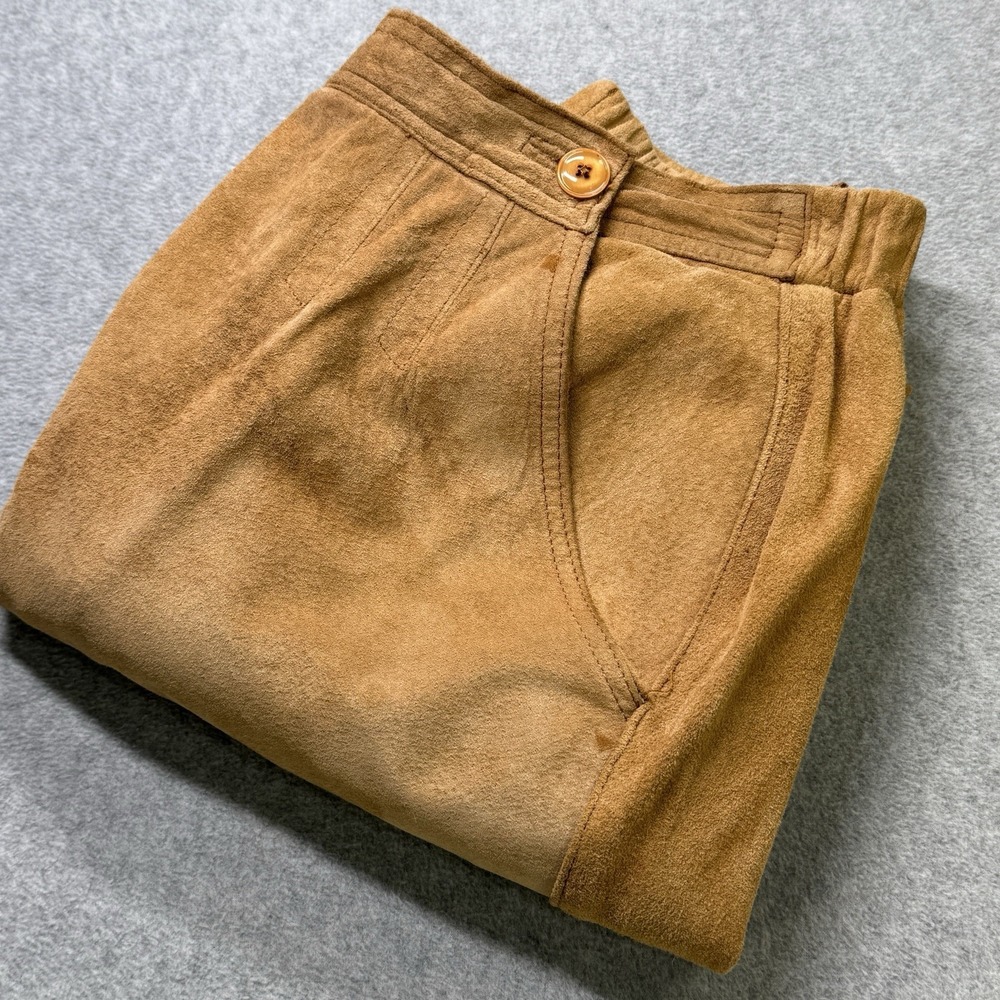 Vintage Design Assets Leather‎ Pants Suede Panel Brown Womens 10